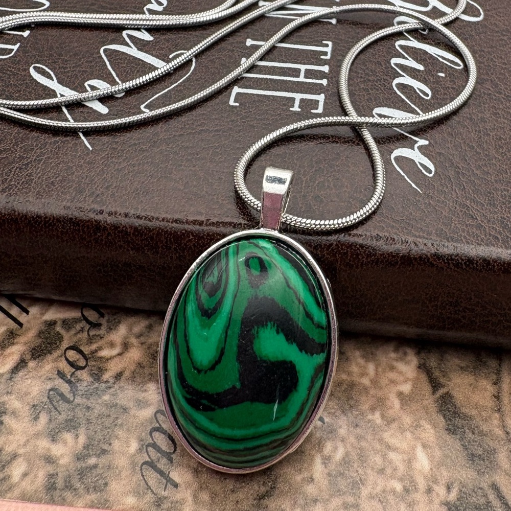 Handmade Green Swirl Pendant Necklace Whimsigoth Witchy Dark Boho